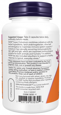 NOW Super Colostrum 500 мг, 90 капсул