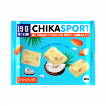 Chikalab Шоколад белый с миндалем и кокосовыми чипсами, 100 грамм